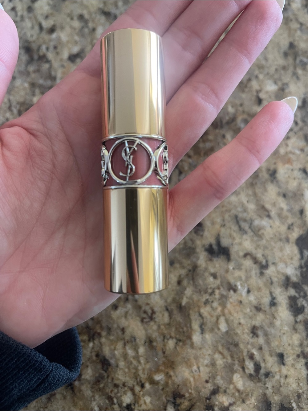 Yves Saint Laurent Gold Case Lipstick with Pink Enamel Band